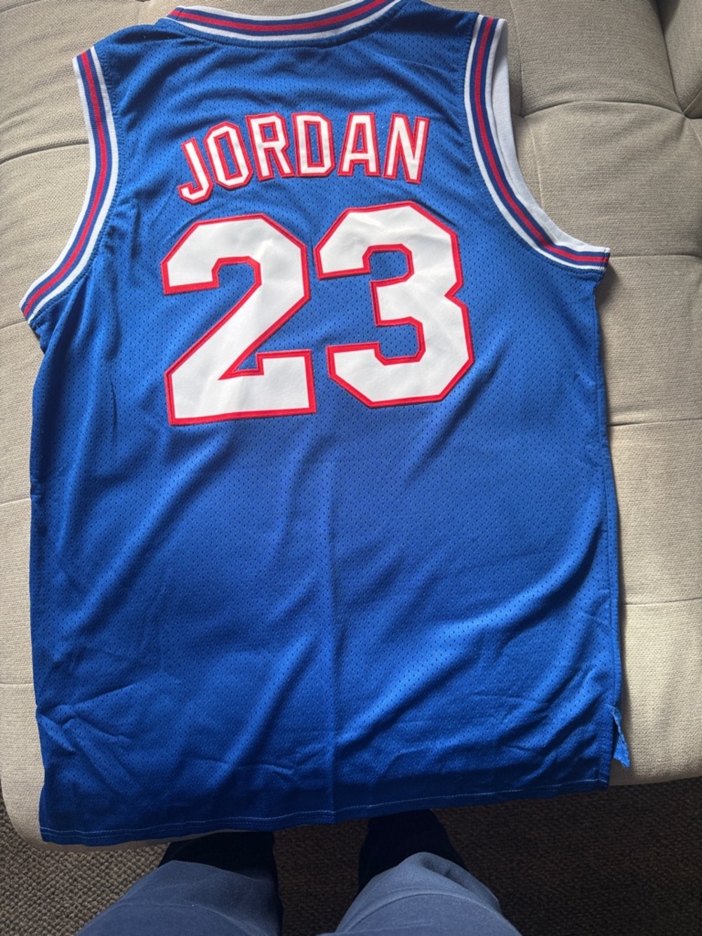 Warner Bros. Blue 'Jordan' 23 Basketball Jersey with Red & White Trim